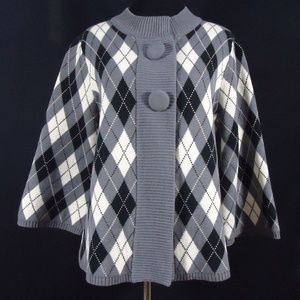 Classic Elements Argyle  Wide Sleeve Cardigan